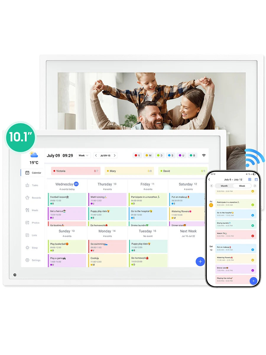 TABWEE P10 10,1" WLAN-Digitaler Kalender – Smart-Touchscreen, interaktives Display für Familienplanung