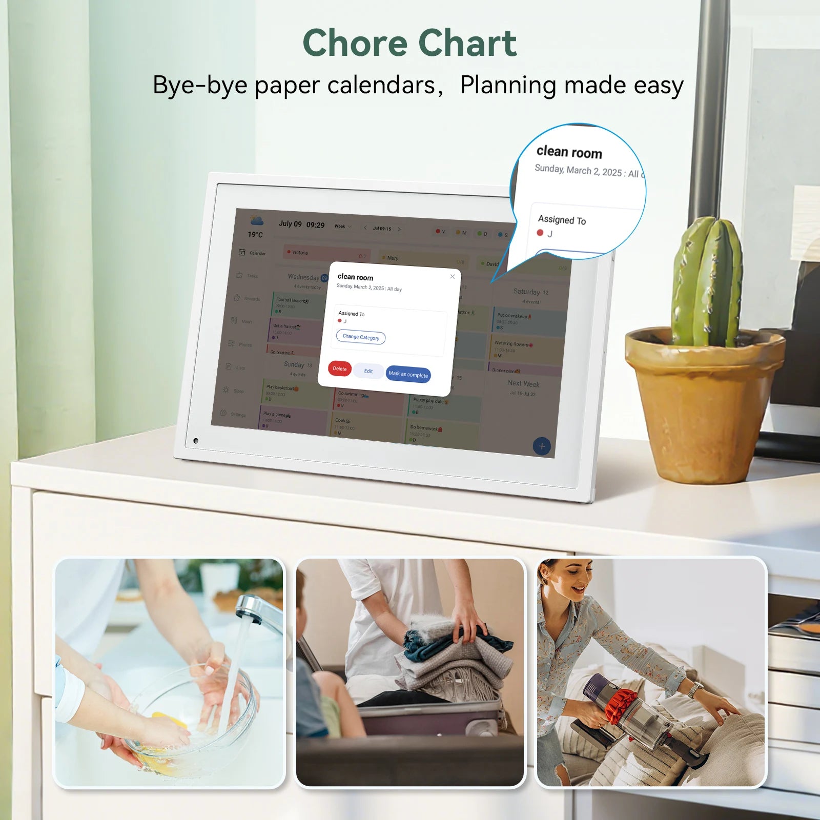 TABWEE P10 10,1" WLAN-Digitaler Kalender – Smart-Touchscreen, interaktives Display für Familienplanung