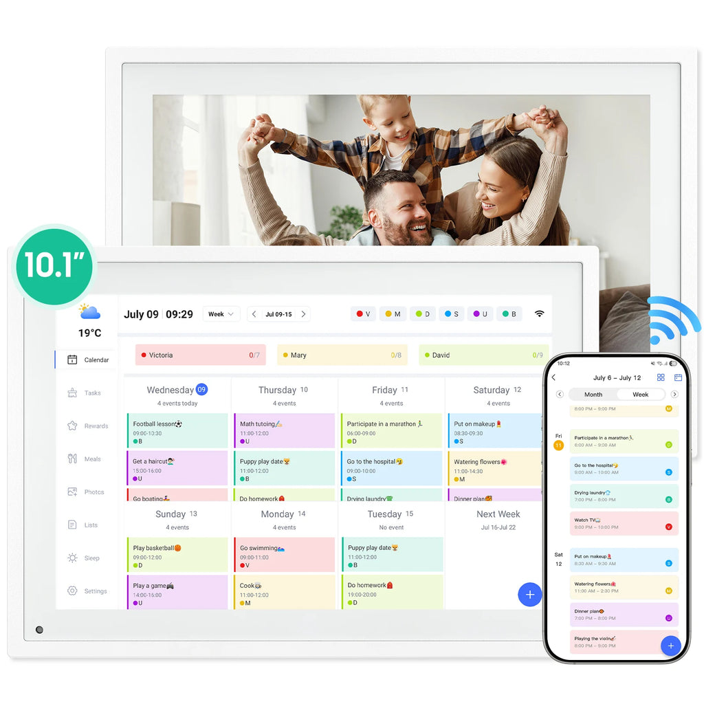 TABWEE P10 10,1" WLAN-Digitaler Kalender – Smart-Touchscreen, interaktives Display für Familienplanung