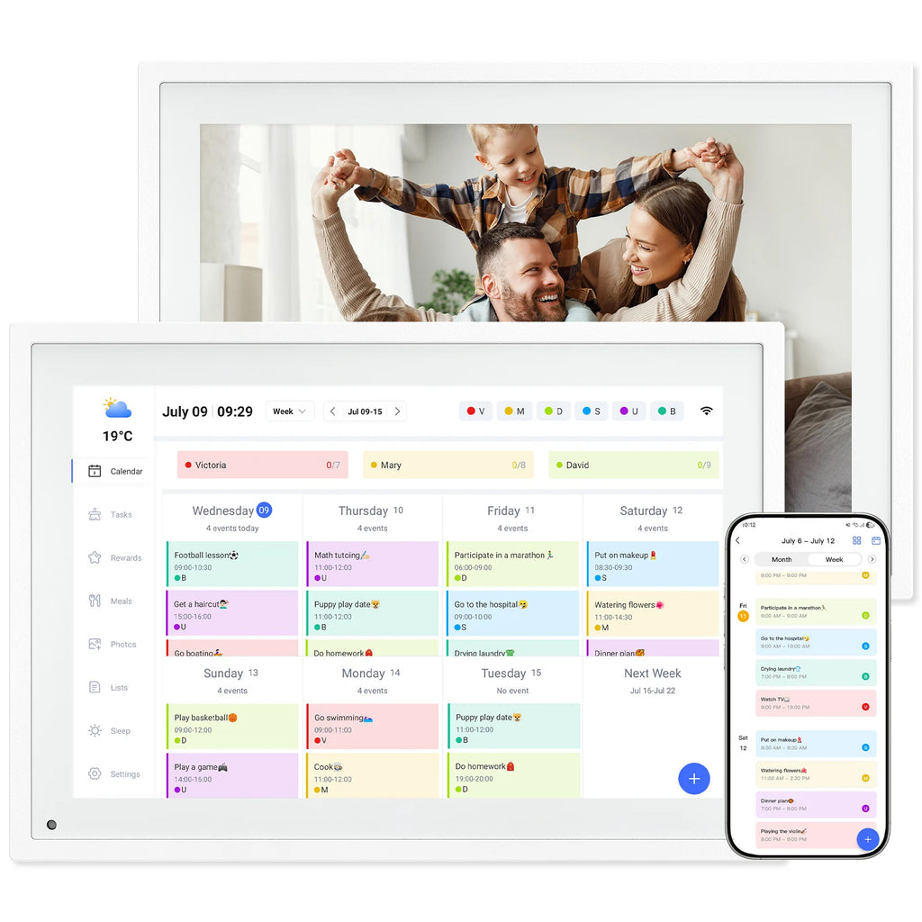 TABWEE P10 10,1" WLAN-Digitaler Kalender – Smart-Touchscreen, interaktives Display für Familienplanung