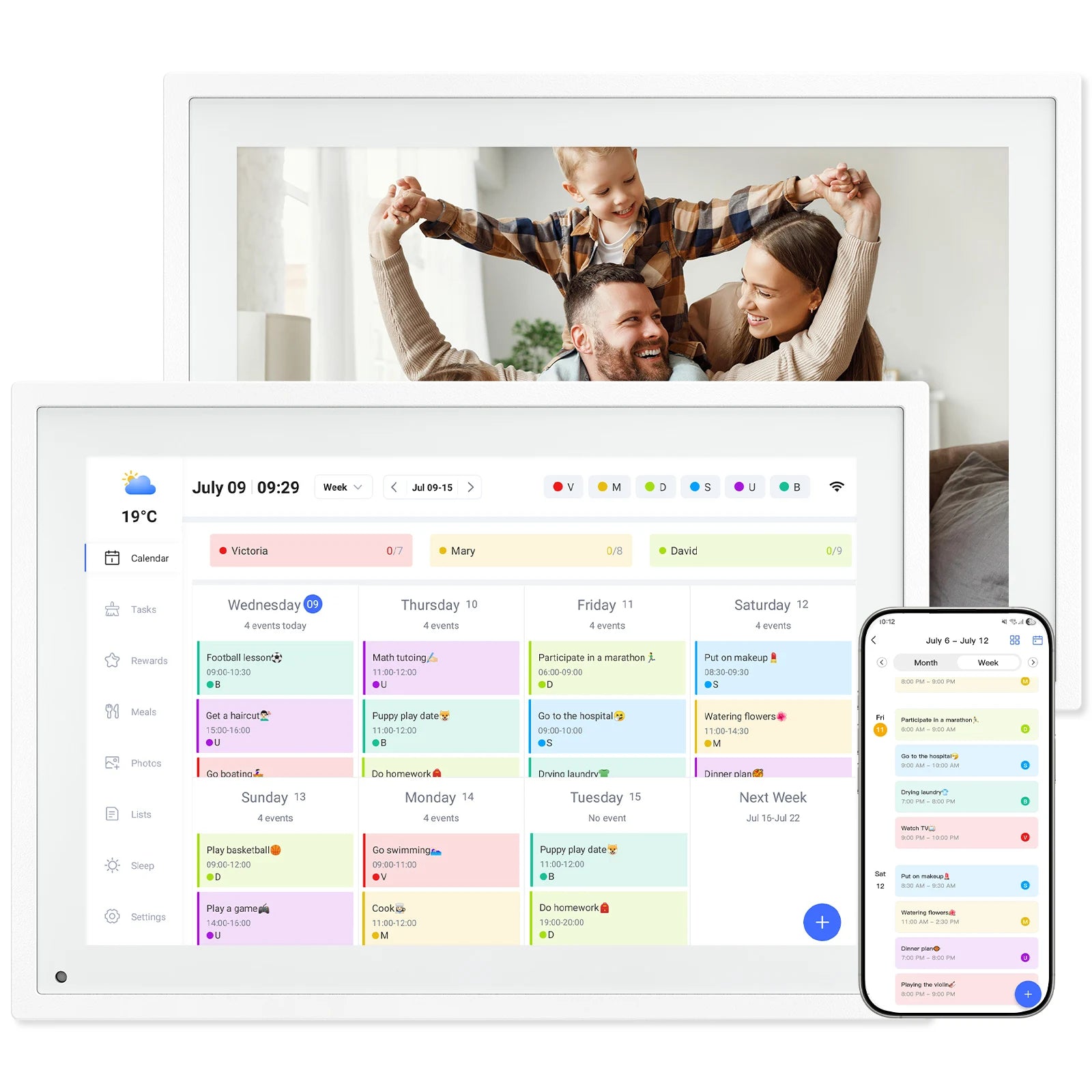 TABWEE P10 10,1" WLAN-Digitaler Kalender – Smart-Touchscreen, interaktives Display für Familienplanung